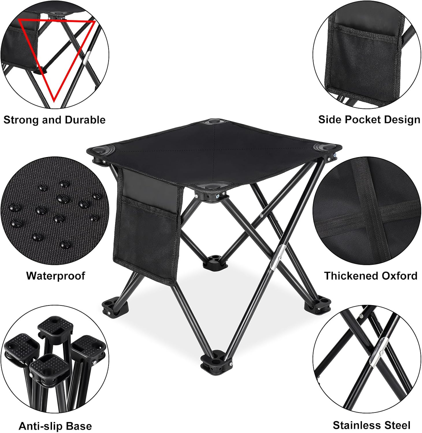 2-Pack Portable Folding Camping Stool Set - Image 2