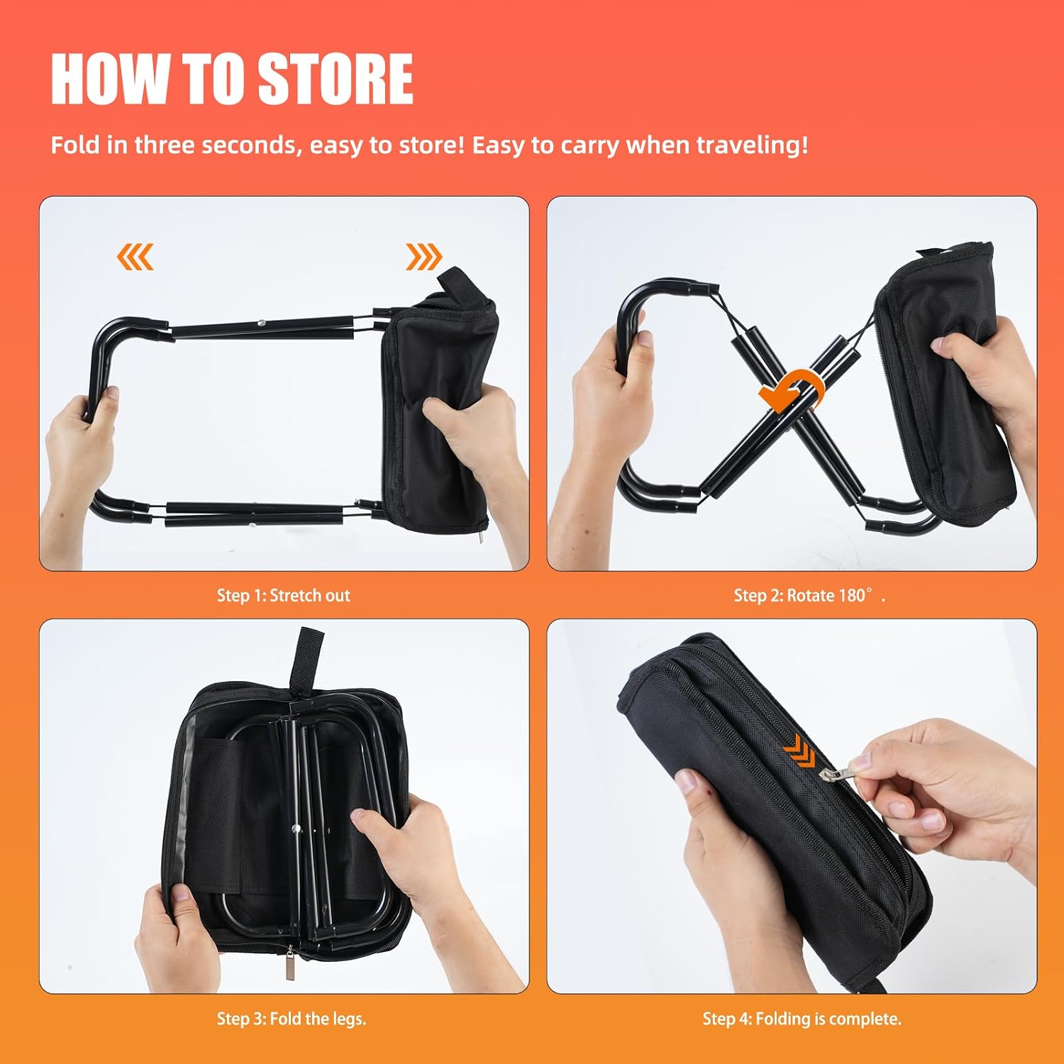 12-Inch Portable Folding Stool with Bag - Image 2