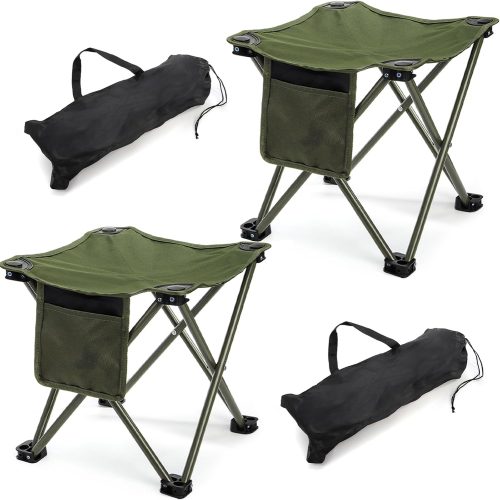 2-Pack Green Compact Folding Stool Set