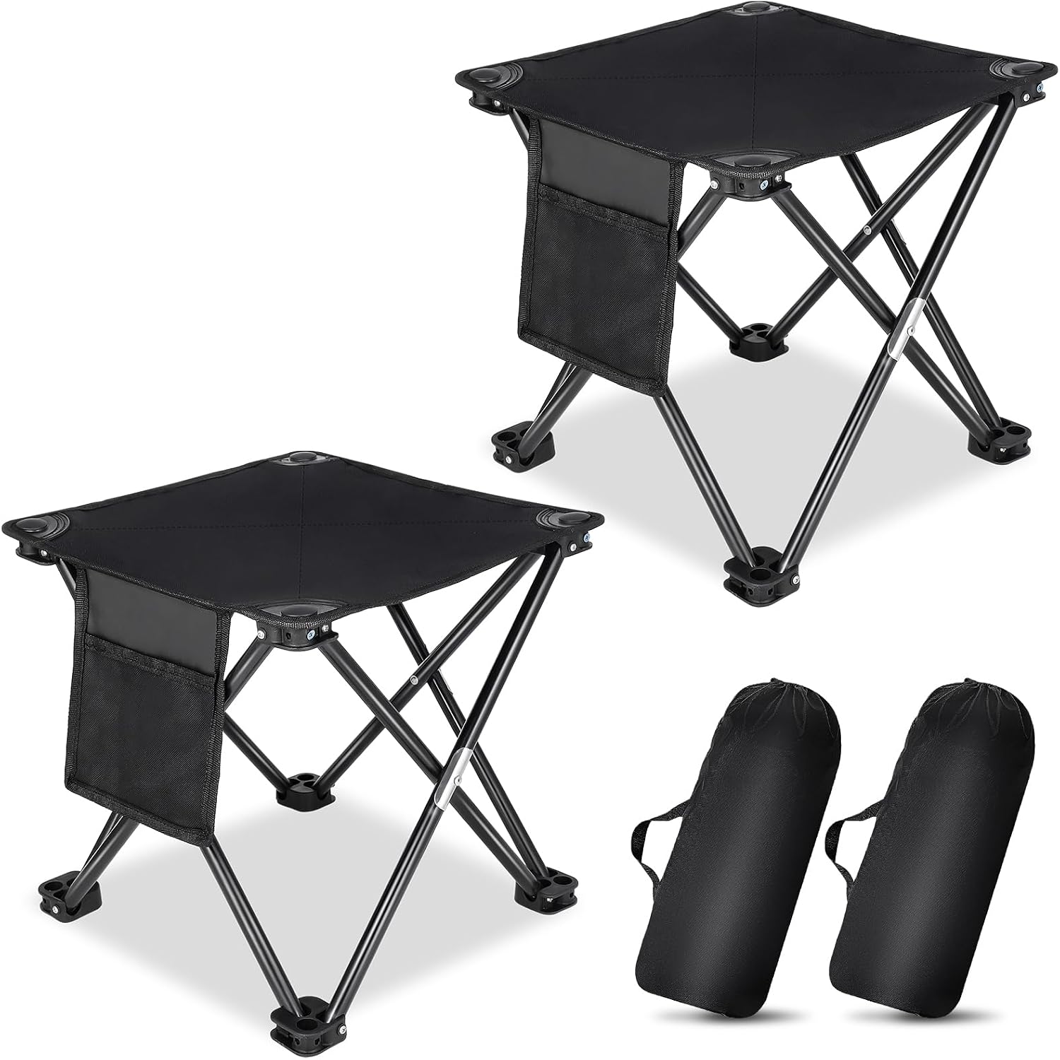 2-Pack Portable Folding Camping Stool Set